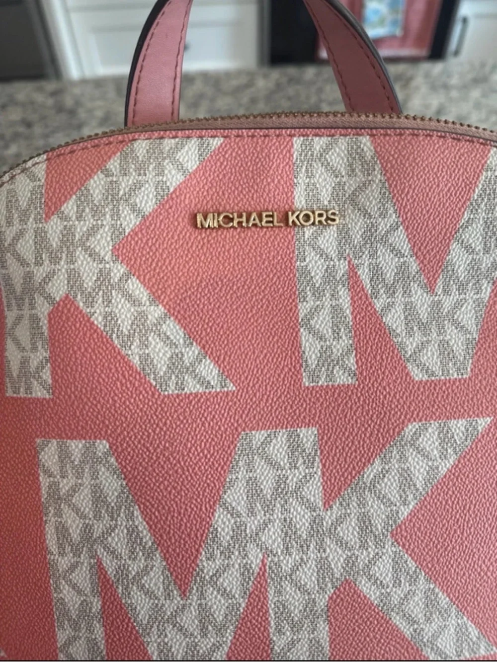 Michael Kors Pink MK Logo Small Backpack